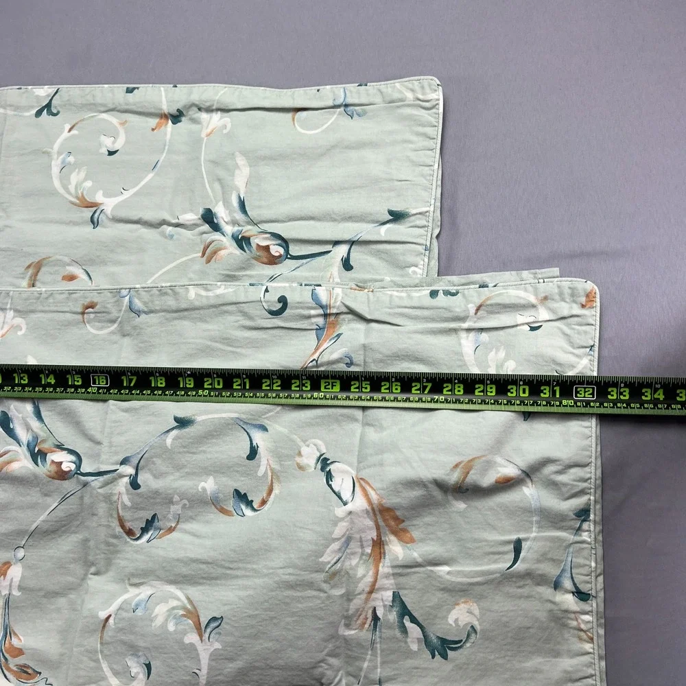 Set Of 2 Fadfay King Pillow Shams Green Floral 100 % Cotton Bedding (19